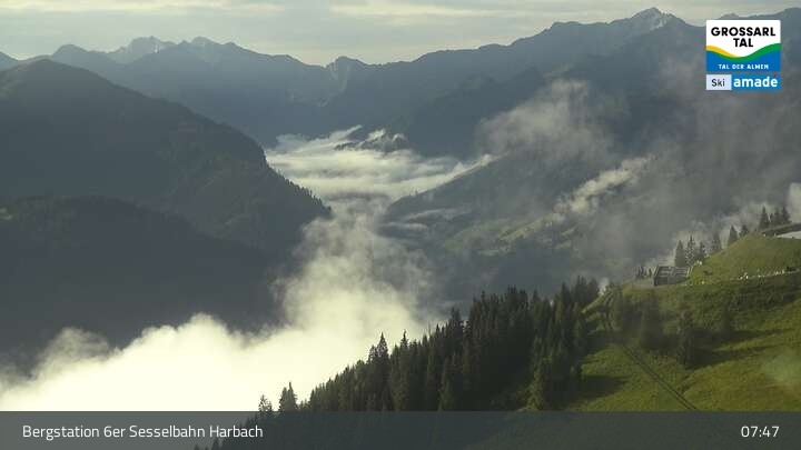 Archived image Webcam Großarl - Bergstation 6er Sesselbahn Harbach