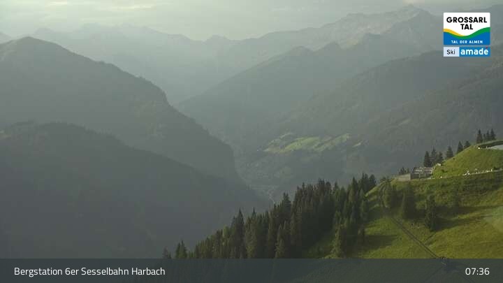 Archiv Foto Webcam Großarl - Bergstation 6er Sesselbahn Harbach