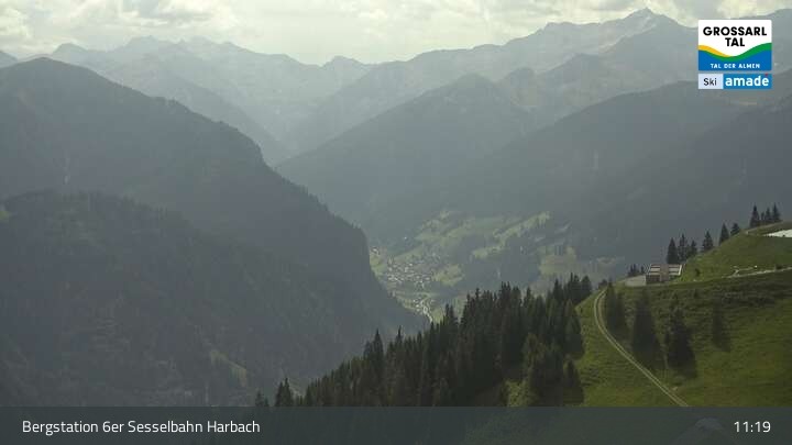 Archiv Foto Webcam Großarl - Bergstation 6er Sesselbahn Harbach