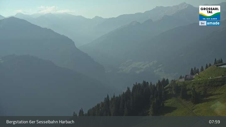 Archiv Foto Webcam Großarl - Bergstation 6er Sesselbahn Harbach
