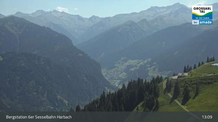 Archiv Foto Webcam Großarl - Bergstation 6er Sesselbahn Harbach