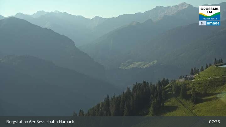 Archiv Foto Webcam Großarl - Bergstation 6er Sesselbahn Harbach