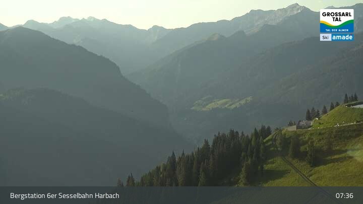Archiv Foto Webcam Großarl - Bergstation 6er Sesselbahn Harbach