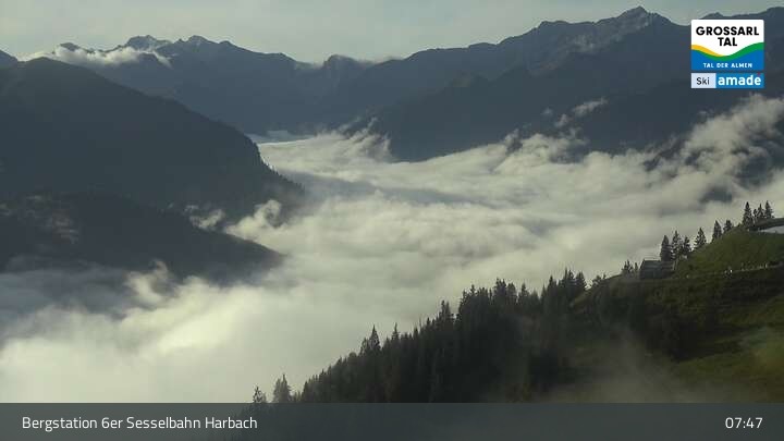Archiv Foto Webcam Großarl - Bergstation 6er Sesselbahn Harbach