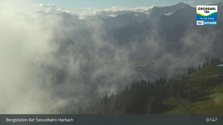 Archiv Foto Webcam Großarl - Bergstation 6er Sesselbahn Harbach