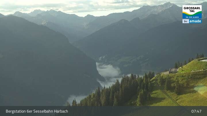 Archiv Foto Webcam Großarl - Bergstation 6er Sesselbahn Harbach
