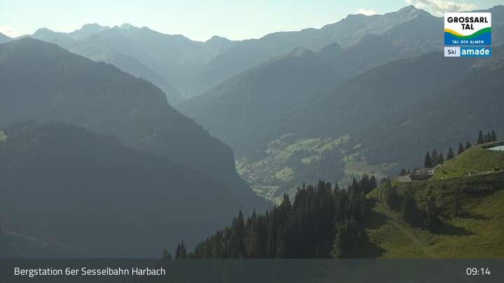 Archiv Foto Webcam Großarl - Bergstation 6er Sesselbahn Harbach