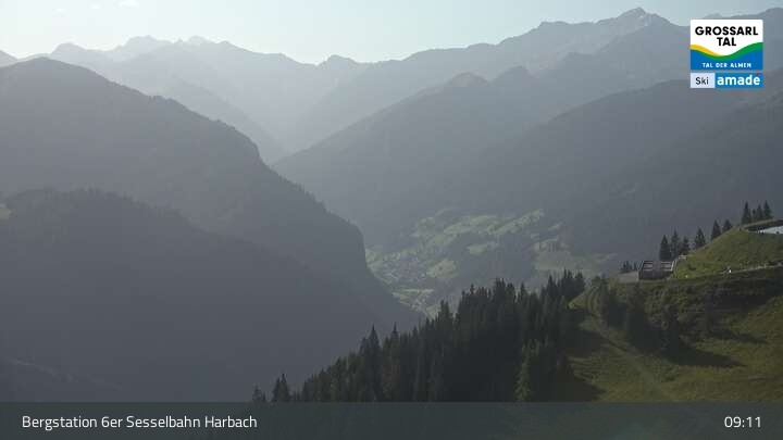 Archiv Foto Webcam Großarl - Bergstation 6er Sesselbahn Harbach
