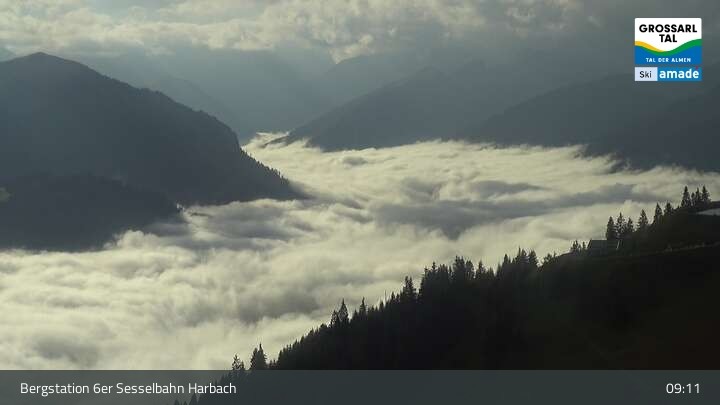 Archived image Webcam Großarl - Bergstation 6er Sesselbahn Harbach