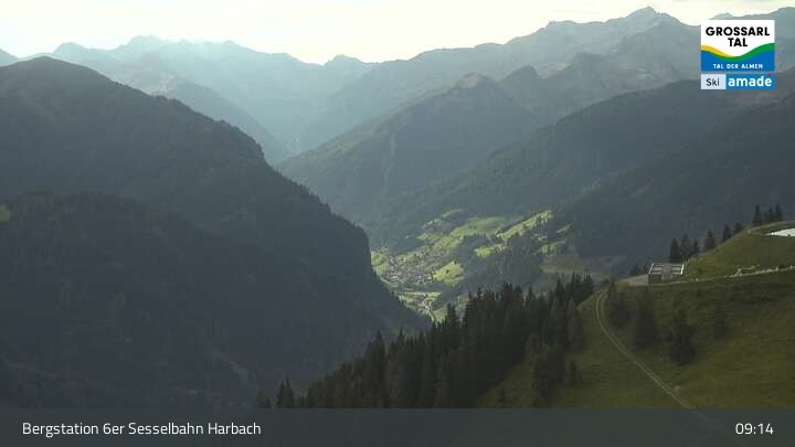 Archived image Webcam Großarl - Bergstation 6er Sesselbahn Harbach