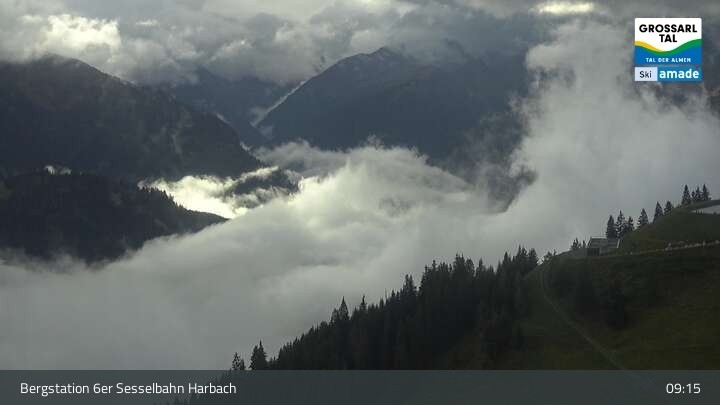 Archiv Foto Webcam Großarl - Bergstation 6er Sesselbahn Harbach