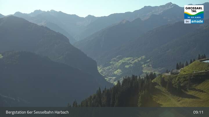 Archiv Foto Webcam Großarl - Bergstation 6er Sesselbahn Harbach