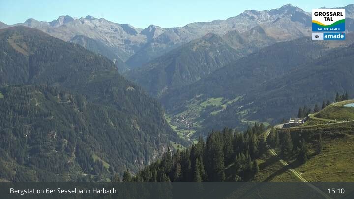Archiv Foto Webcam Großarl - Bergstation 6er Sesselbahn Harbach