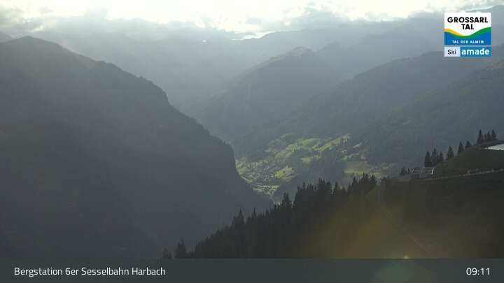 Archiv Foto Webcam Großarl - Bergstation 6er Sesselbahn Harbach