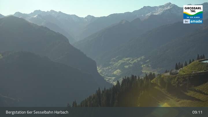 Archiv Foto Webcam Großarl - Bergstation 6er Sesselbahn Harbach