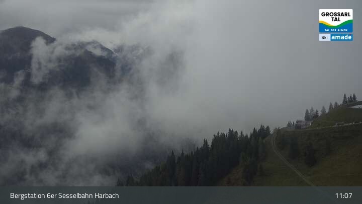 Archiv Foto Webcam Großarl - Bergstation 6er Sesselbahn Harbach