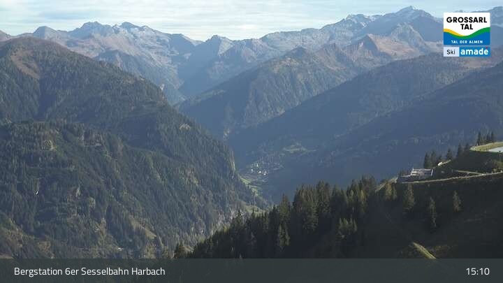 Archiv Foto Webcam Großarl - Bergstation 6er Sesselbahn Harbach