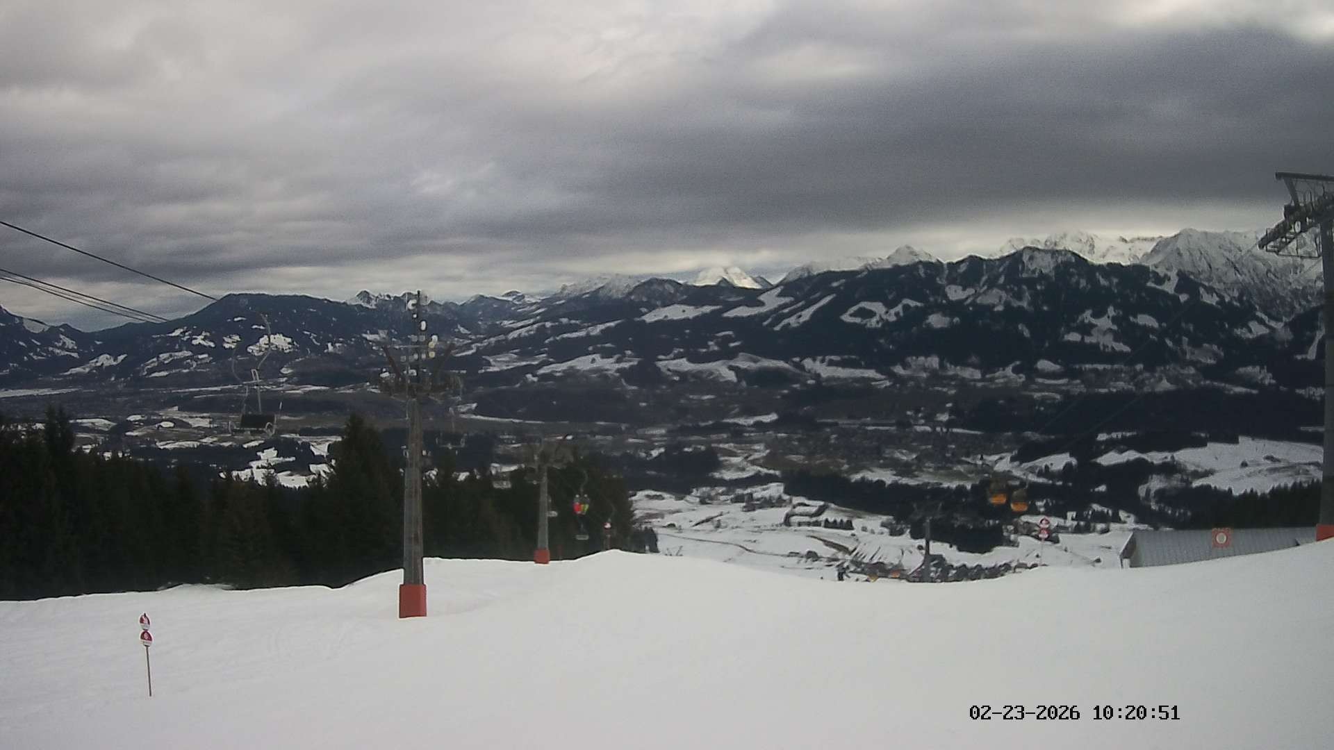 Archiv Foto Webcam Ausblick Mittelstation Hörnerbahn