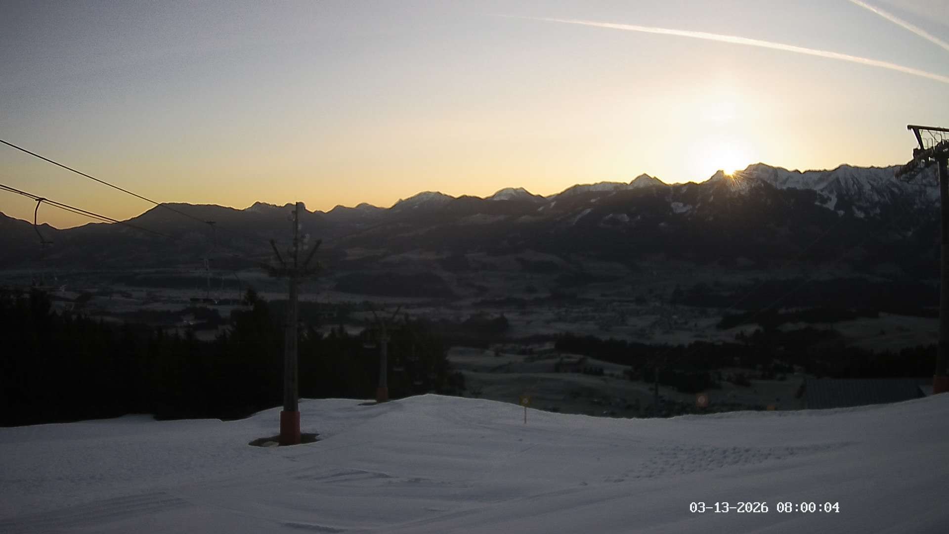 Archiv Foto Webcam Ausblick Mittelstation Hörnerbahn