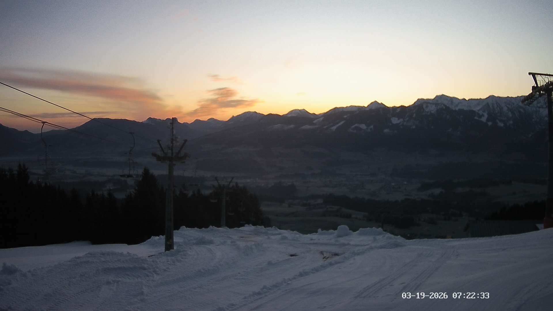Archiv Foto Webcam Ausblick Mittelstation Hörnerbahn