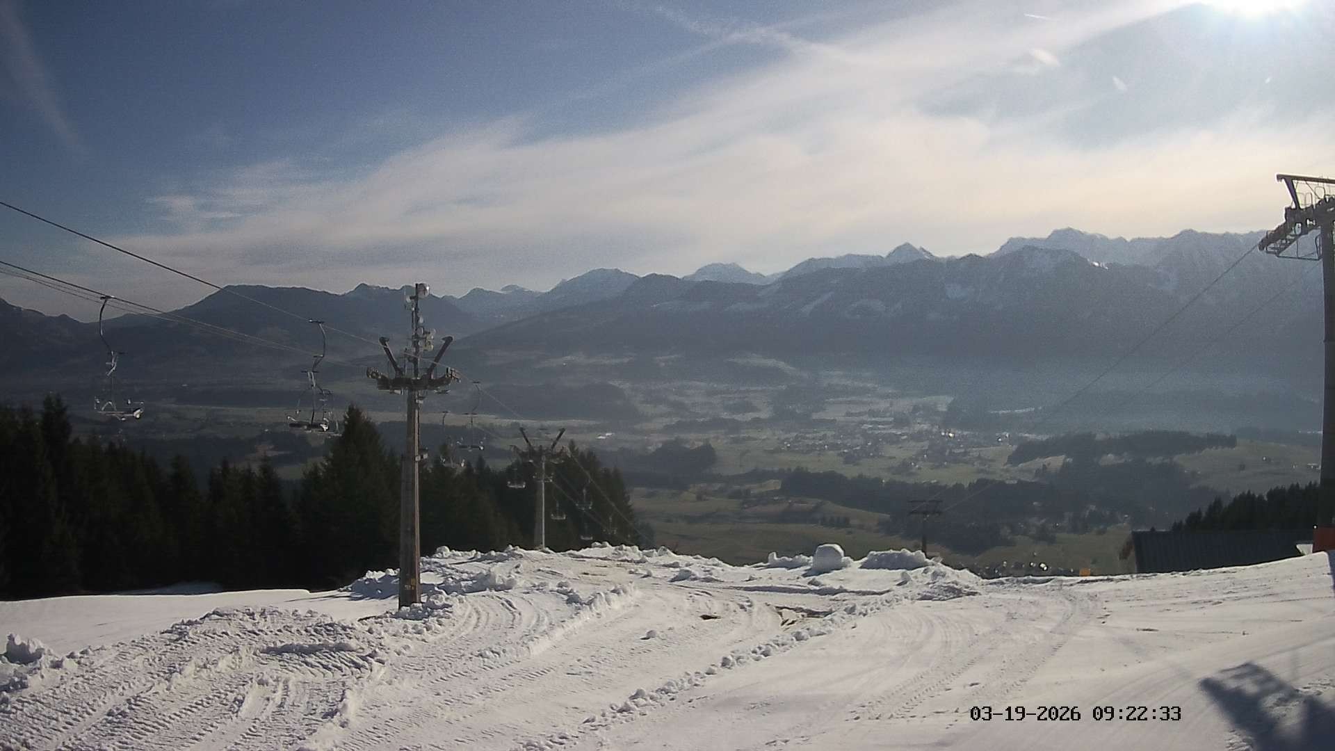 Archiv Foto Webcam Ausblick Mittelstation Hörnerbahn