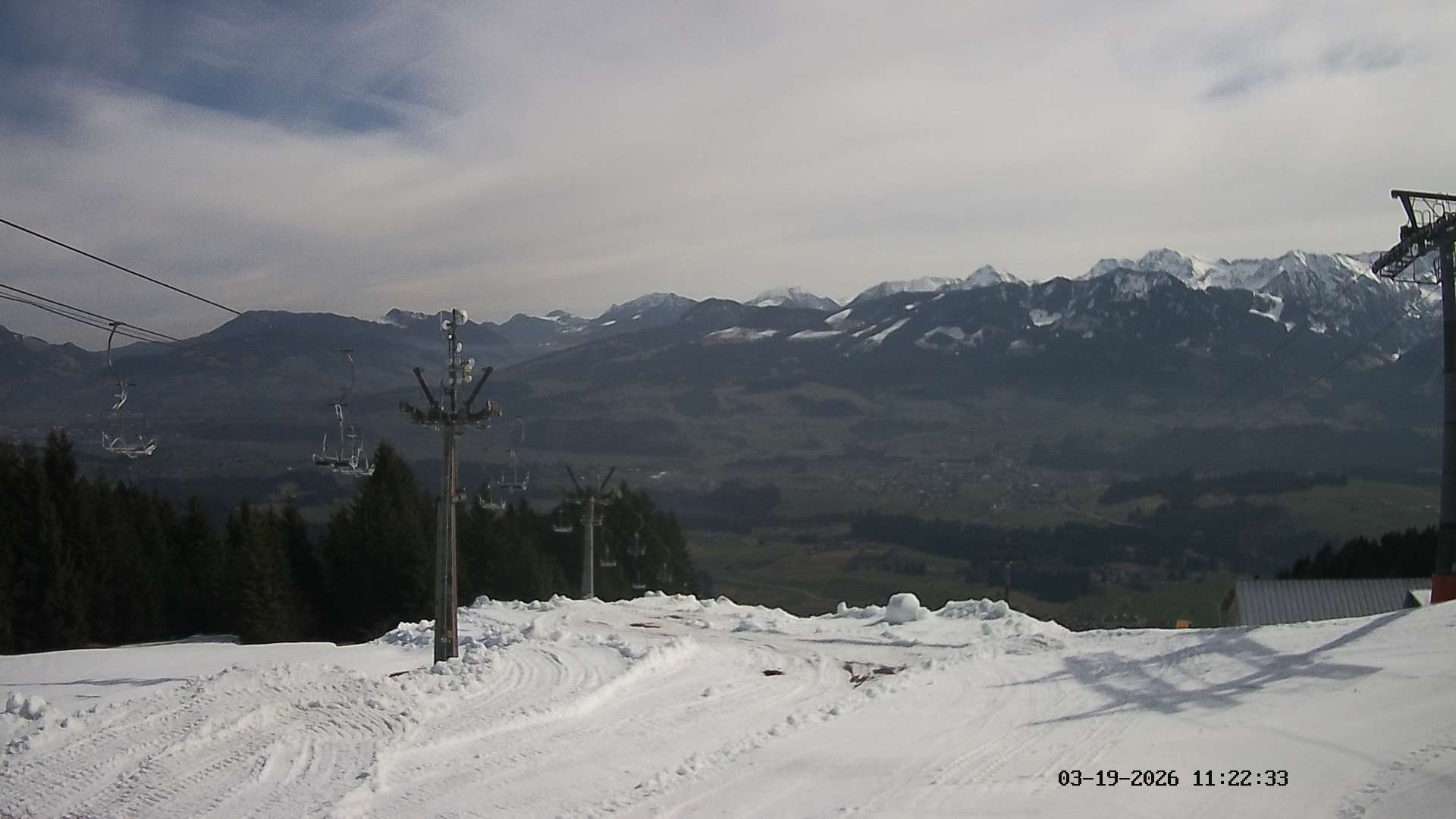 Archiv Foto Webcam Ausblick Mittelstation Hörnerbahn