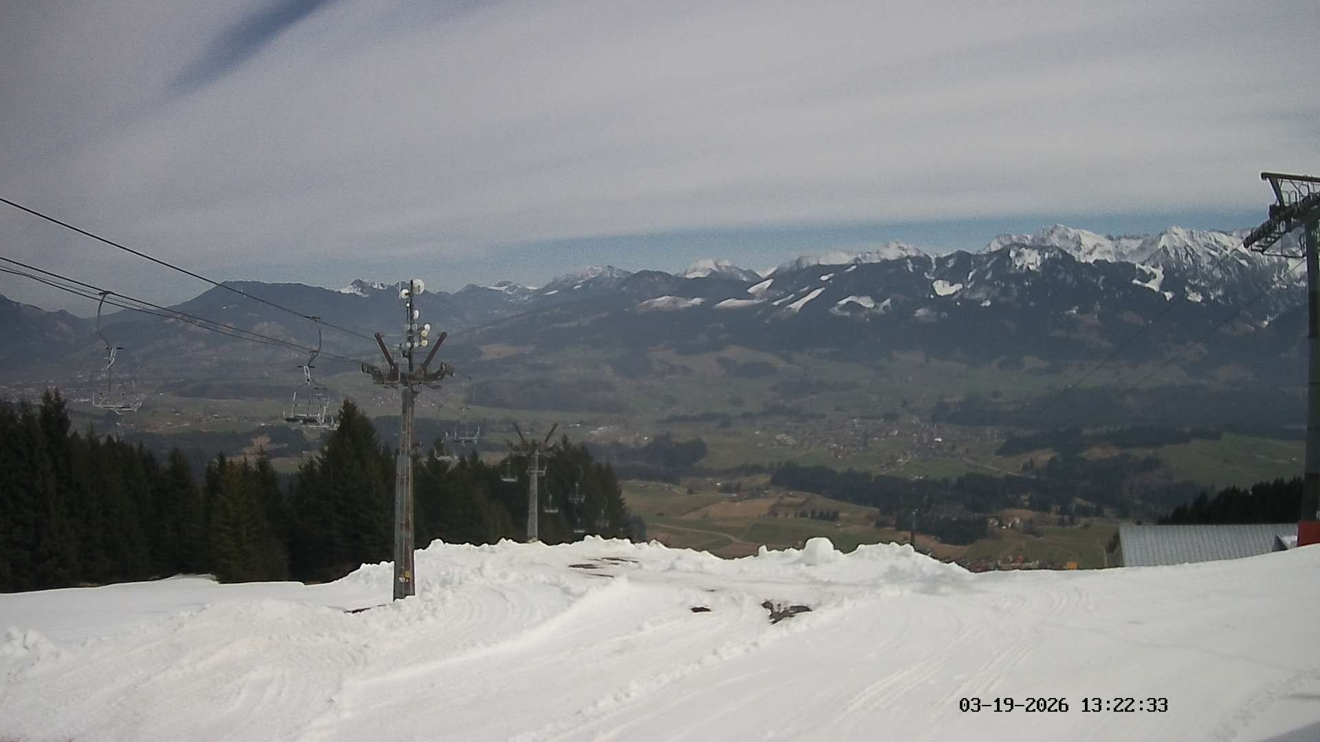 Archiv Foto Webcam Ausblick Mittelstation Hörnerbahn