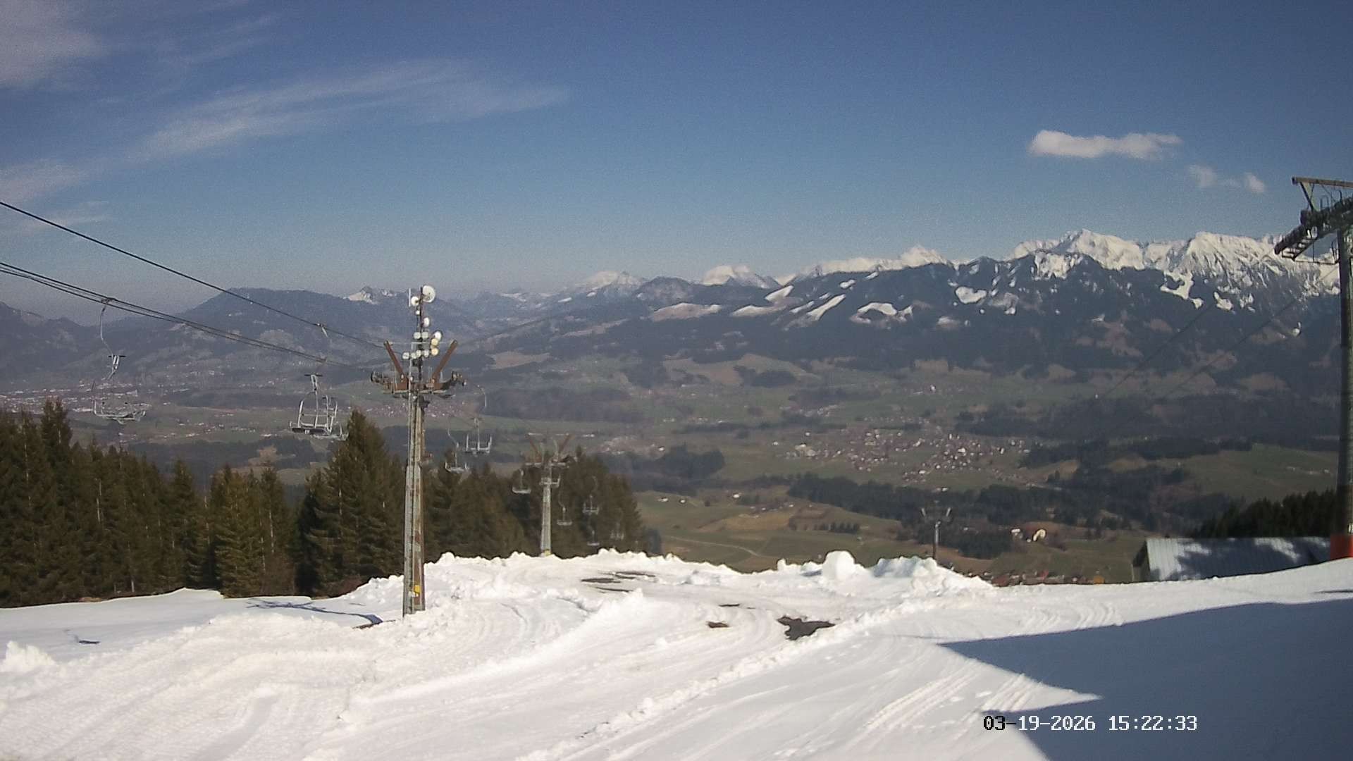 Archiv Foto Webcam Ausblick Mittelstation Hörnerbahn
