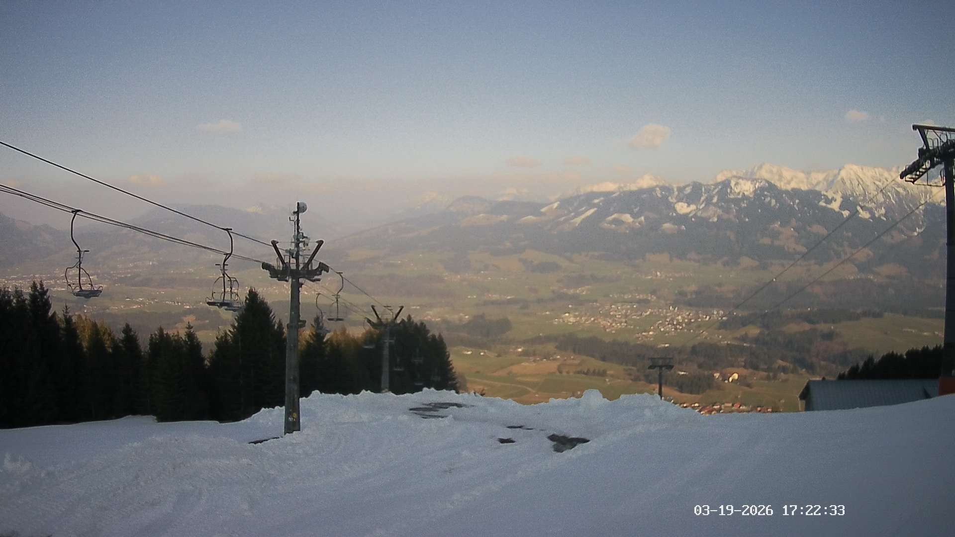 Archiv Foto Webcam Ausblick Mittelstation Hörnerbahn