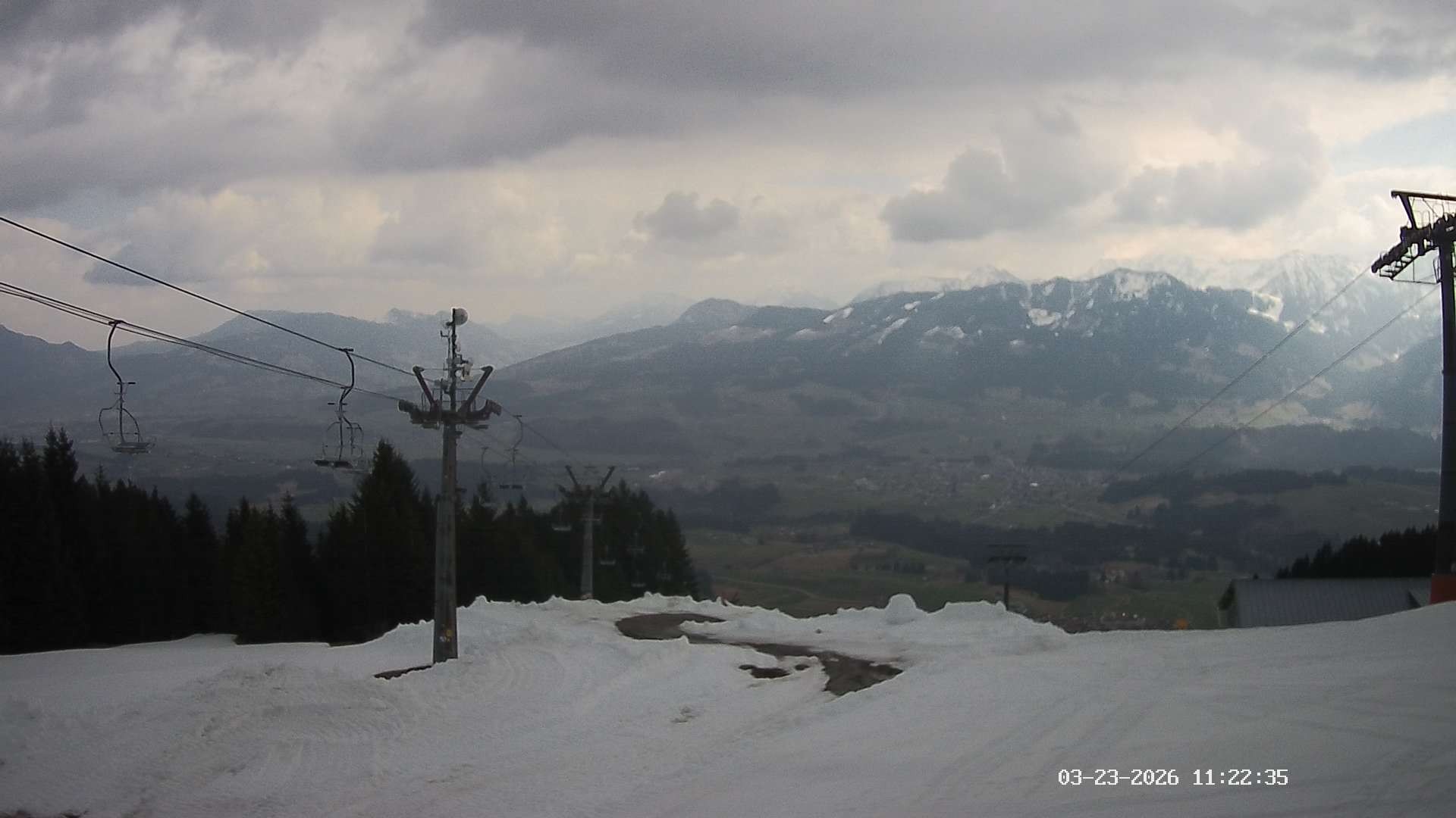 Archiv Foto Webcam Ausblick Mittelstation Hörnerbahn
