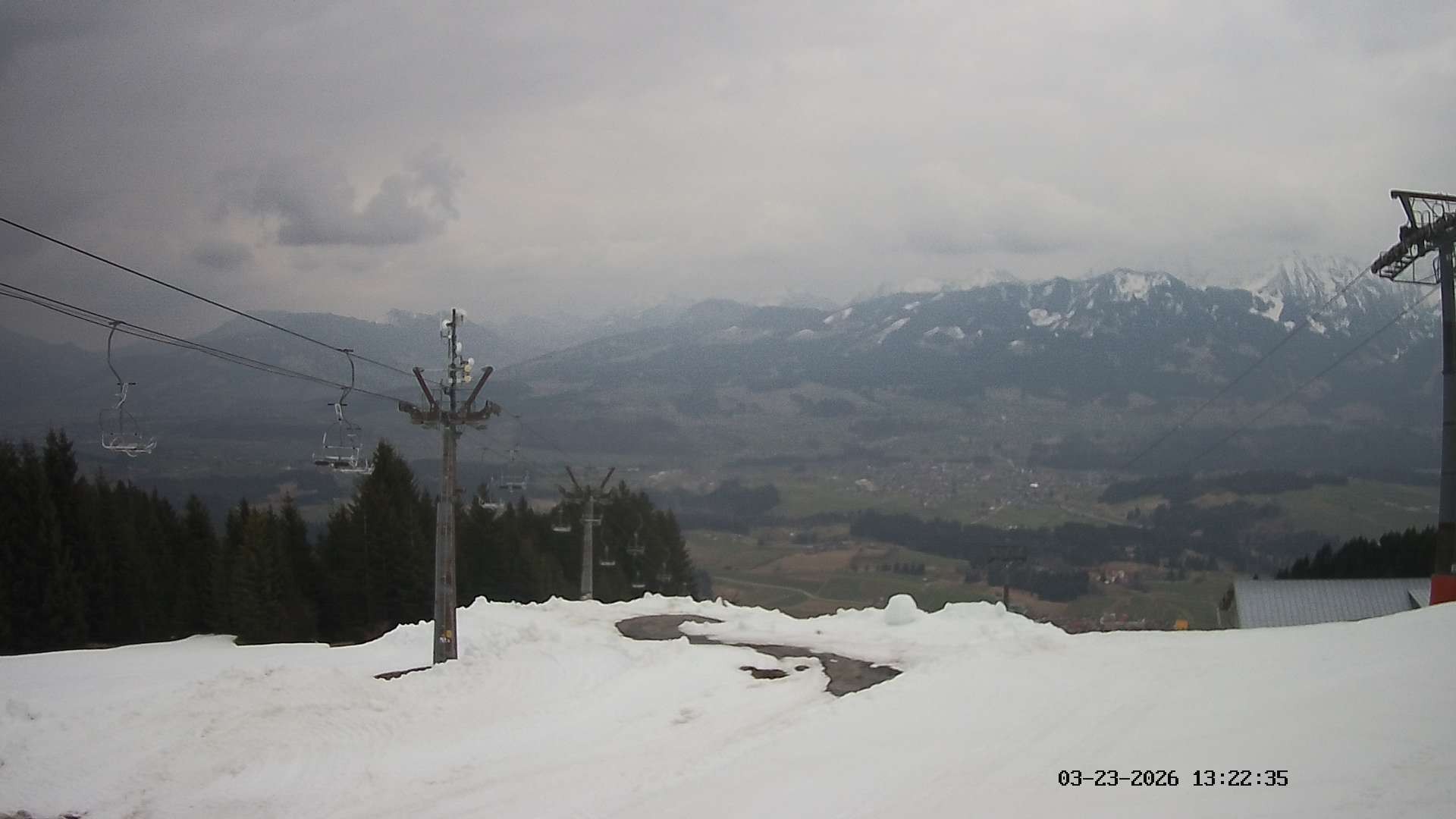 Archiv Foto Webcam Ausblick Mittelstation Hörnerbahn