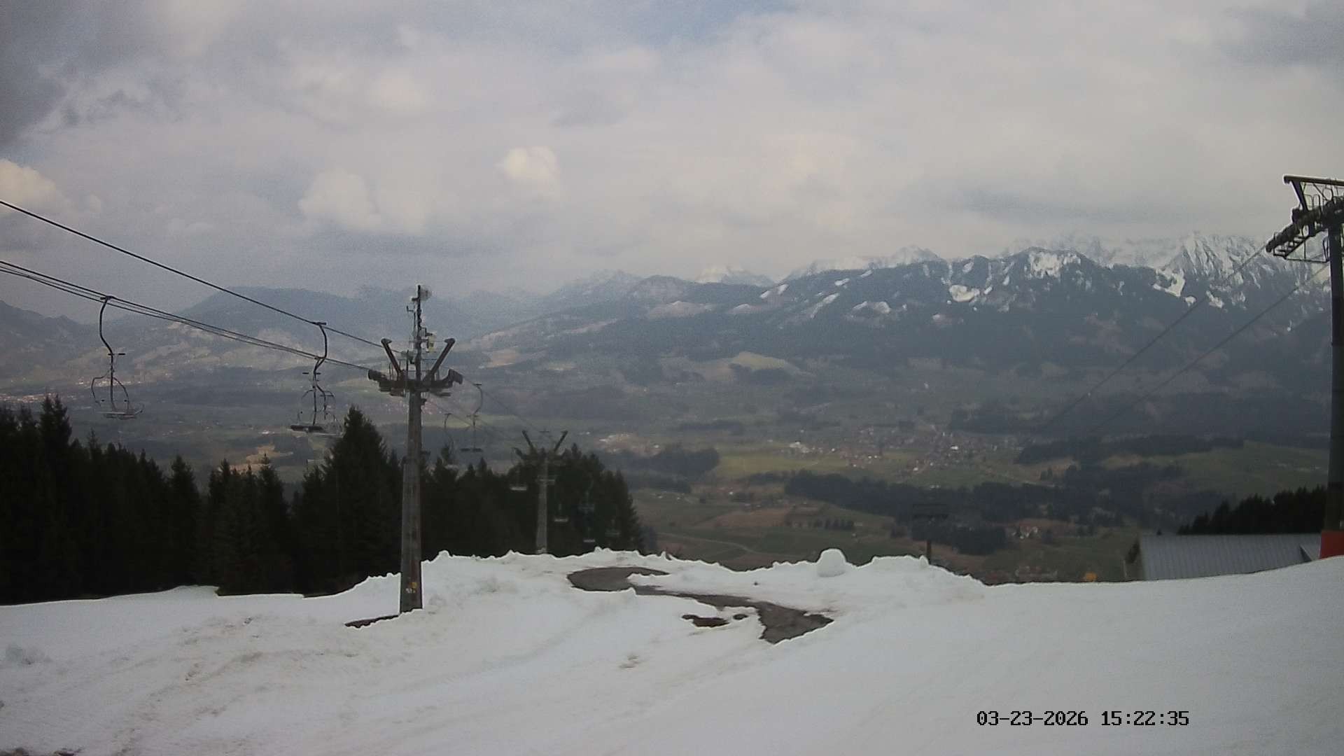 Archiv Foto Webcam Ausblick Mittelstation Hörnerbahn