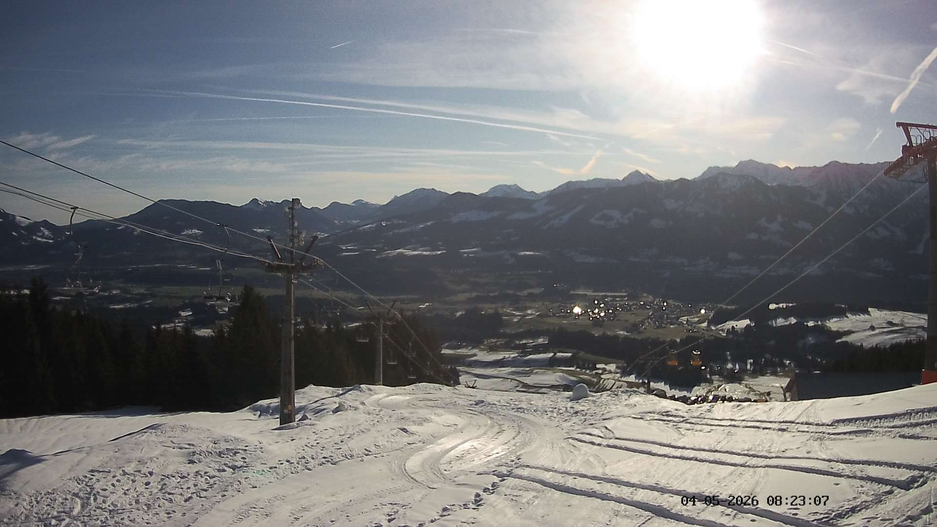Archiv Foto Webcam Ausblick Mittelstation Hörnerbahn