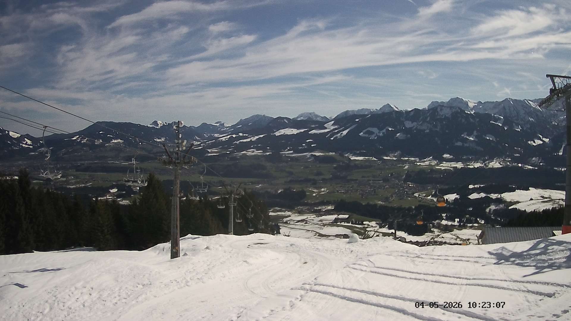 Archiv Foto Webcam Ausblick Mittelstation Hörnerbahn