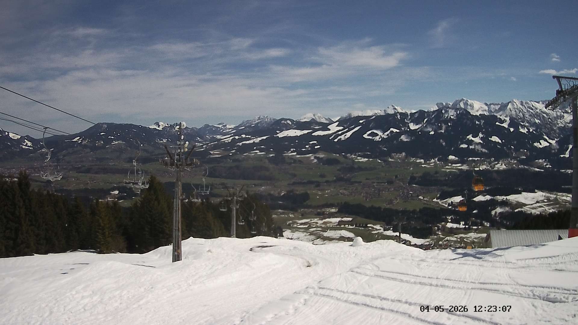 Archiv Foto Webcam Ausblick Mittelstation Hörnerbahn