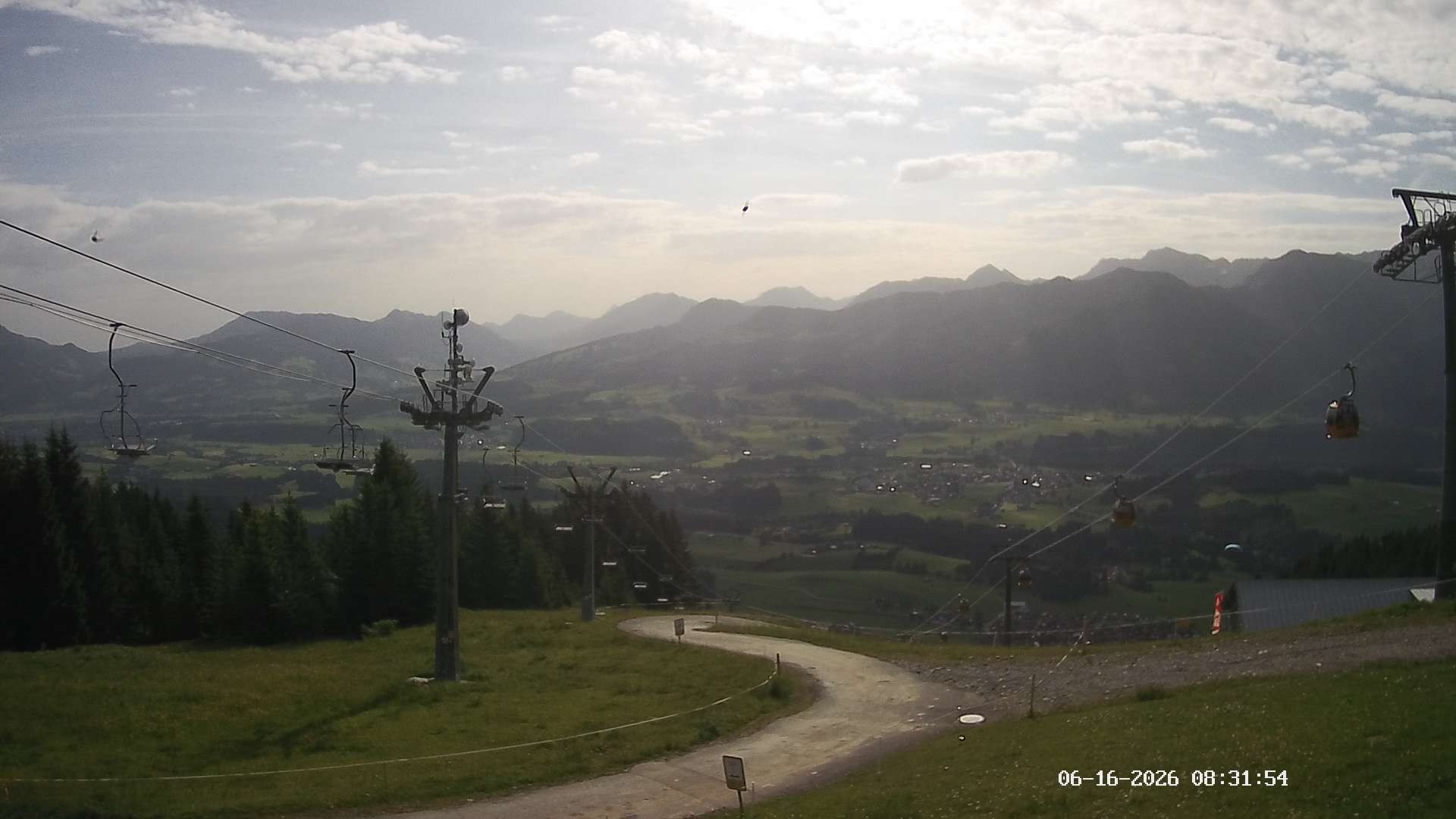 Archiv Foto Webcam Ausblick Mittelstation Hörnerbahn