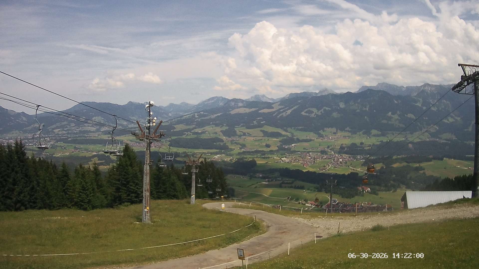 Archiv Foto Webcam Ausblick Mittelstation Hörnerbahn
