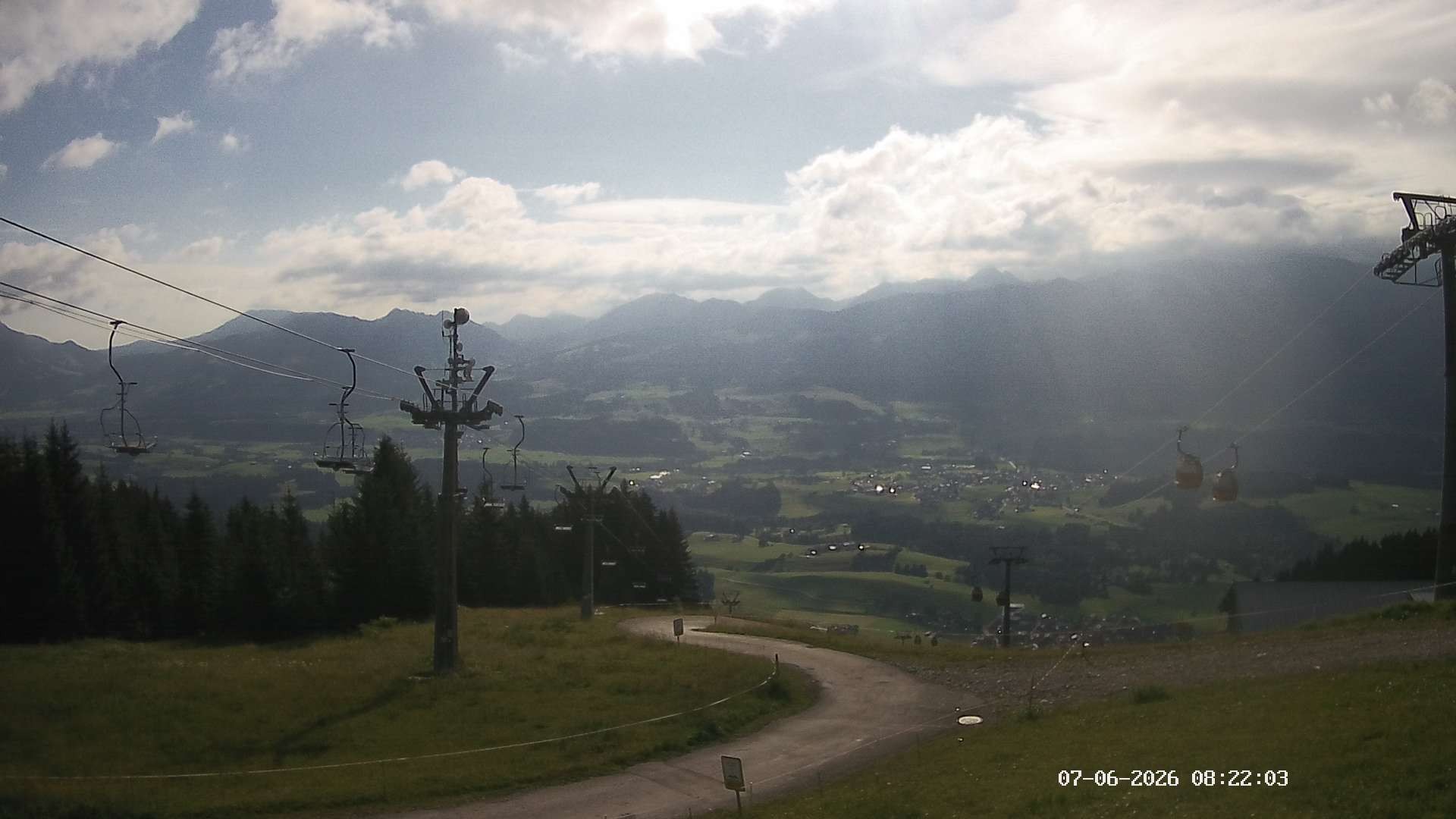Archiv Foto Webcam Ausblick Mittelstation Hörnerbahn