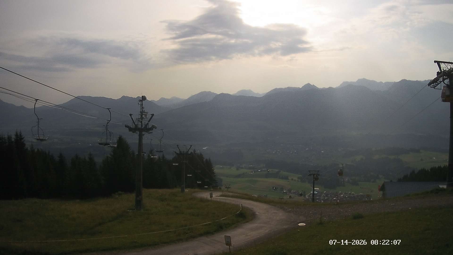 Archiv Foto Webcam Ausblick Mittelstation Hörnerbahn