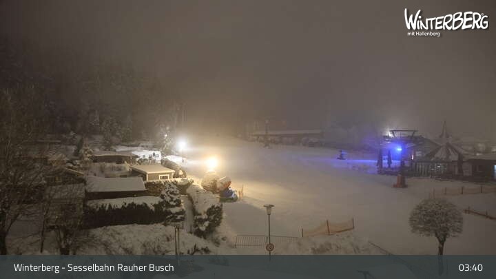Archived image Webcam Winterberg: View chair lift "Rauher Busch"