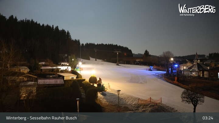 Archived image Webcam Winterberg: View chair lift "Rauher Busch"