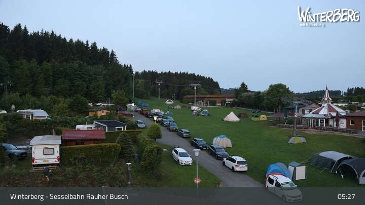 Archived image Webcam Winterberg: View chair lift "Rauher Busch"