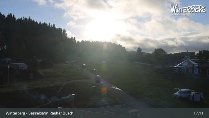 Archived image Webcam Winterberg: View chair lift "Rauher Busch"