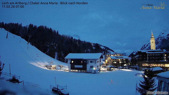 Archived image Webcam Lech (Chalet Anna Maria)