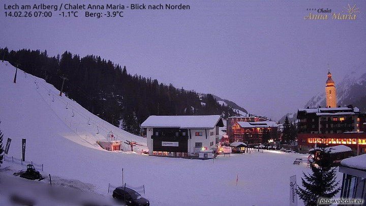 Archived image Webcam Lech (Chalet Anna Maria)