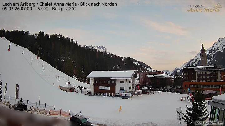 Archiv Foto Webcam Schlegelkopfareal, Lech
