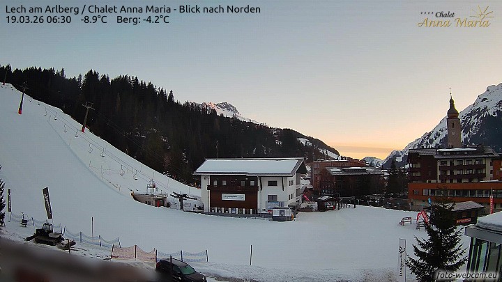 Archiv Foto Webcam Schlegelkopfareal, Lech