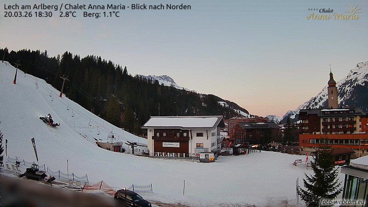 Archived image Webcam Lech (Chalet Anna Maria)
