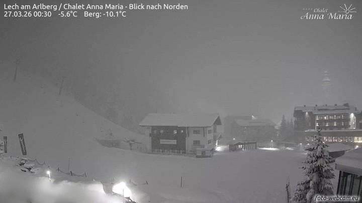 Archived image Webcam Lech (Chalet Anna Maria)