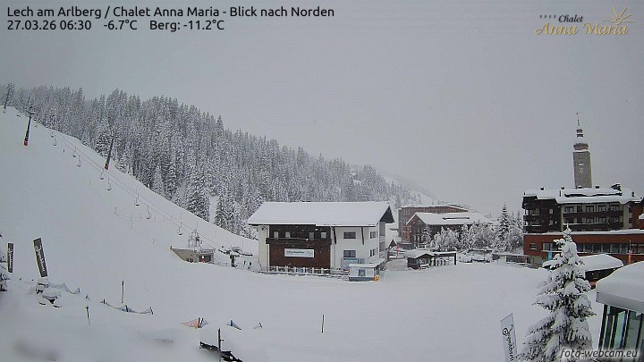 Archived image Webcam Lech (Chalet Anna Maria)